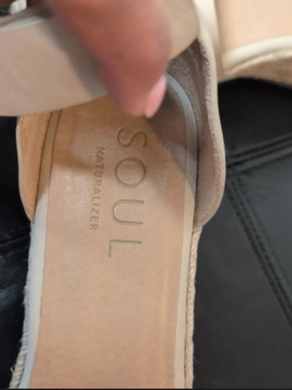 SOUL Naturalizer Beige Espadrille Wedge Ankle Strap Sandals Size 9.5M